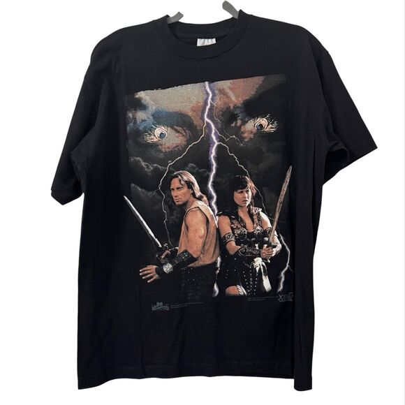 Vintage Hercules & Xena Warrior Princess 97 Large T-Shirt 90s Legendary Journeys - Picture 1 of 4